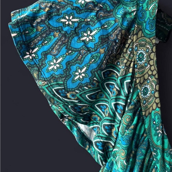 Apt. 9 Teal Paisley V-Neck Flutter Sleeve Tunic - Picture 5 of 7